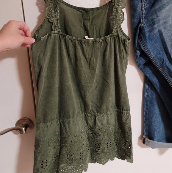 Olive Green Boho Crochet Blouse - Picture 7 of 7